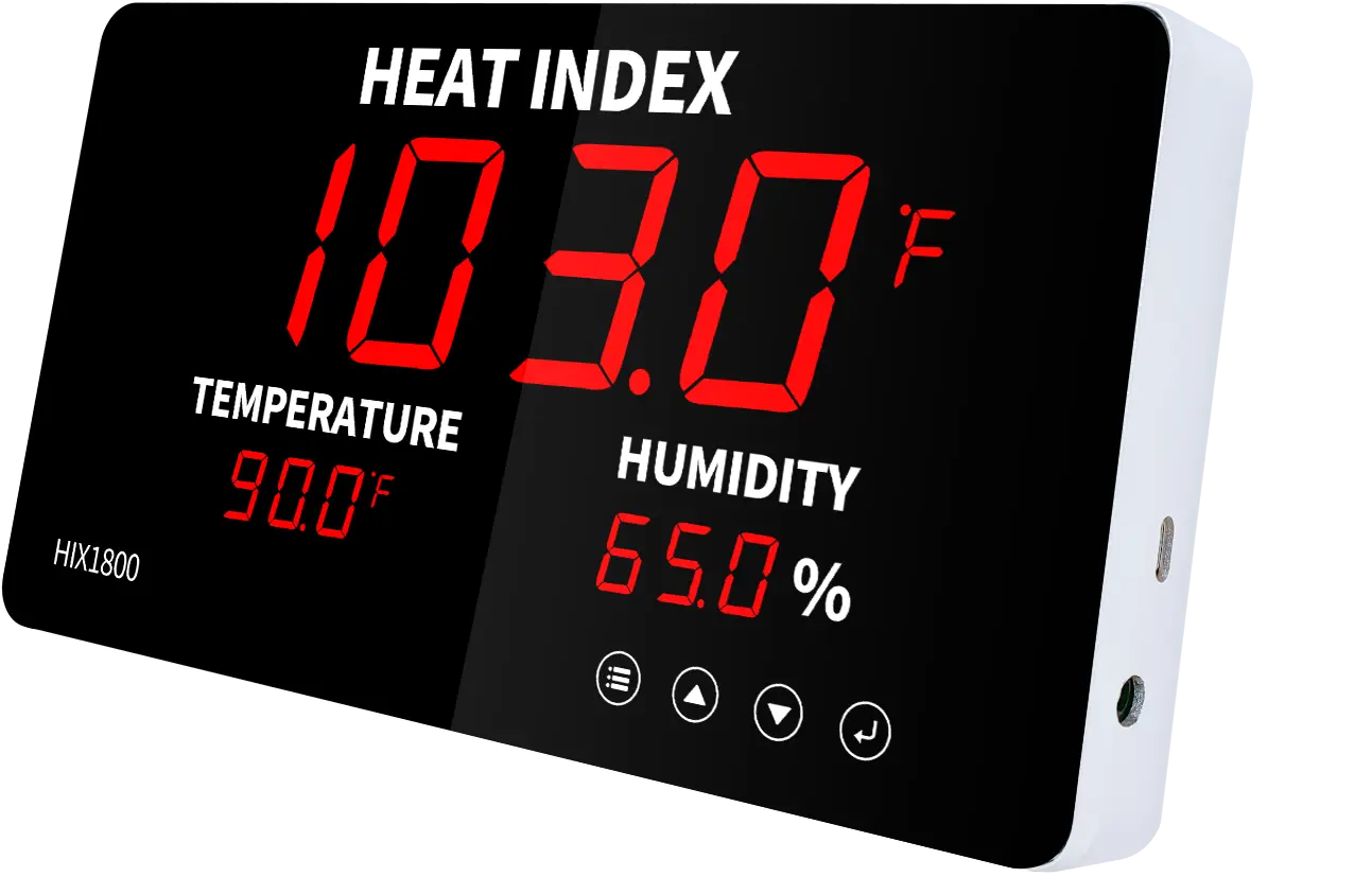 Heat Index Meter for Sauna Aluminum Alloy Shell with LED Display & Switchable °F/°C Digital Thermometer for Indoor Outdoor Use