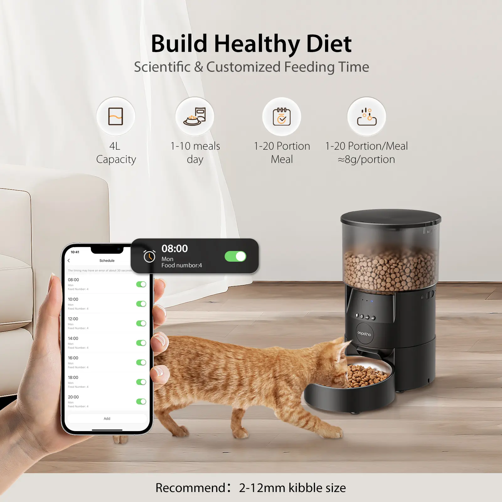 New Arrival Smart Wifi Pet Feeder Mobile App Wifi Remote Control Intelligent Automatic Pet Dog Cat Food Dispenser