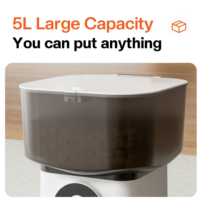 Automatic Pet Feeder 5L Capacity Microchip Cat Feeder Dispenser Food Grade Stainless Steel Bowl With HD Ultra-Wide-Angle Camera