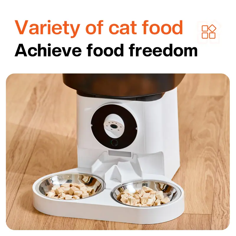 Automatic Pet Feeder 5L Capacity Microchip Cat Feeder Dispenser Food Grade Stainless Steel Bowl With HD Ultra-Wide-Angle Camera
