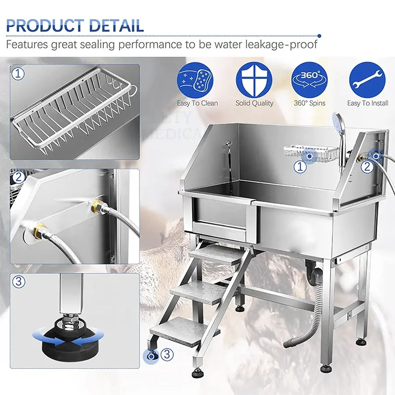 Pet Pool Stainless Steel Pet Spa Tub Pet Clinic Offers Dog Grooming Tub