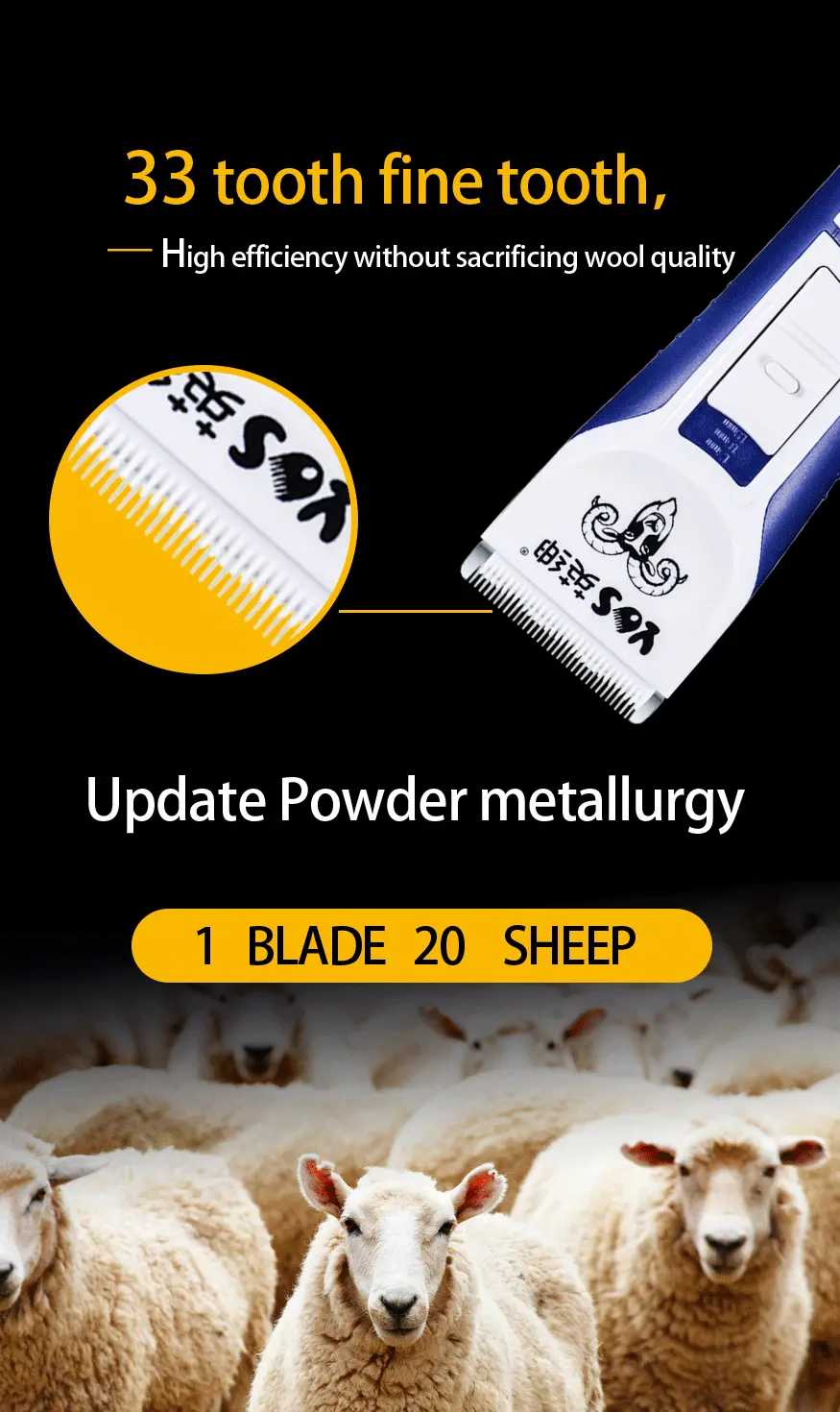 Industrial Grade Light-Weight Sheep Goat Cattle Electric Clipper for Farm Animals With Matting Thick Coat Fur Shear Deal