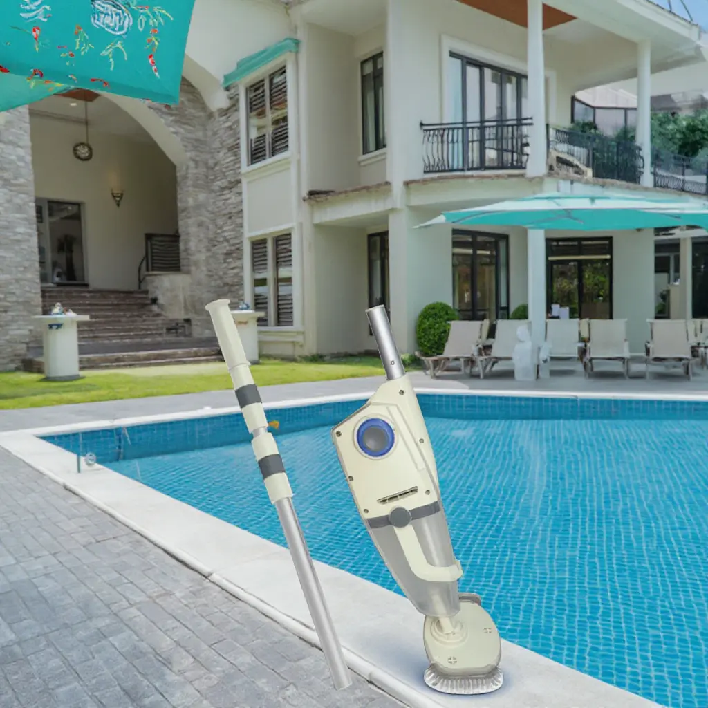 Rechargeable Handheld Pool and Spa Cleaner with  Transparent Debris Filter and Telescopic Pole