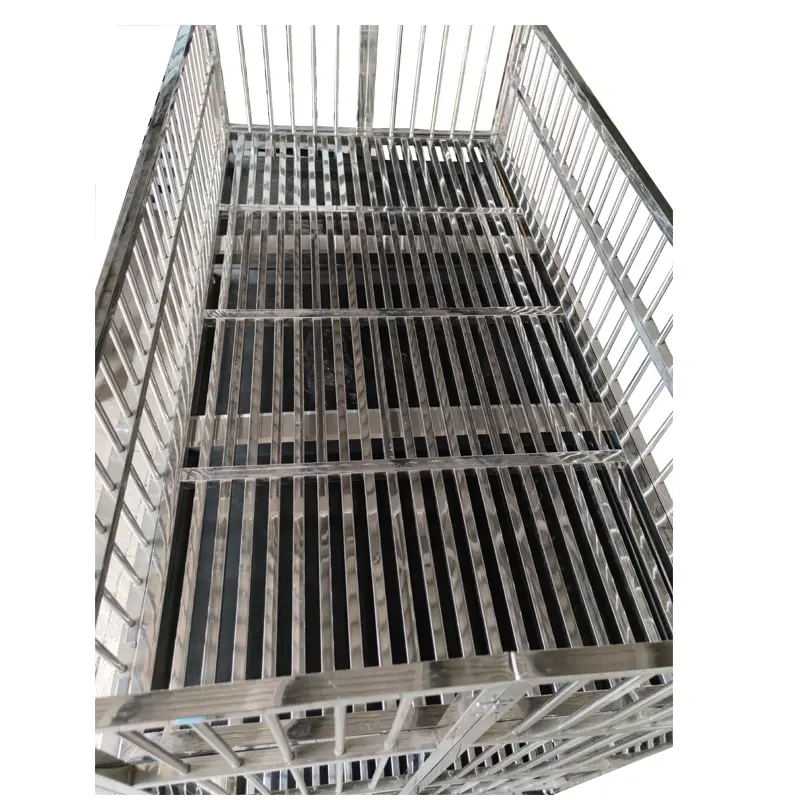 Folding Dog Kennels with Puppy Display Enclosure Stainless Steel Dog Cage with Top Piece  for Veterinary Clinic