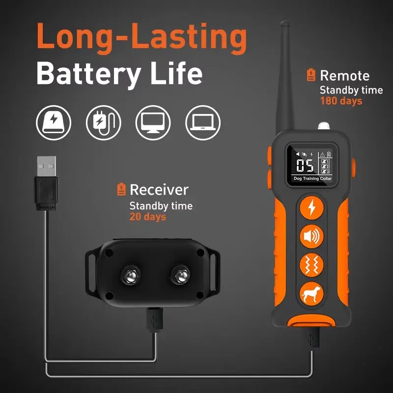Professional Rechargeable Bark Control Trainer Collar Strong Anti-Interference Ability for Dog Training