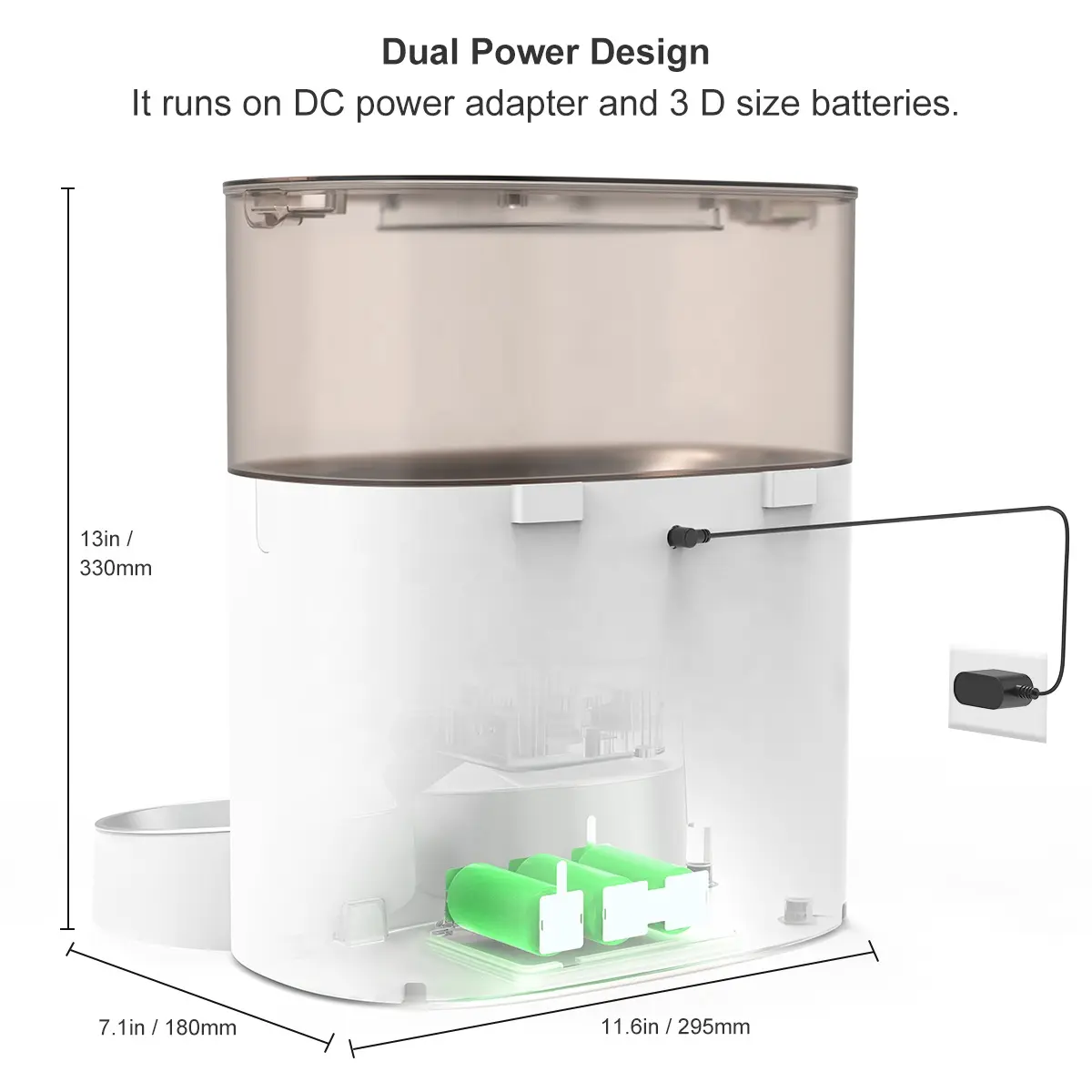 Pet Feeder Food Dispenser for Cat with Two-Way Splitter and Double Bowls Automatic Dog Feeder