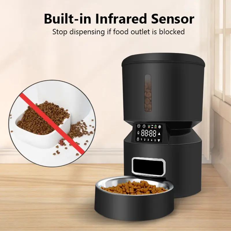 Hot New Automatic Cat Feeder Pet Dry Food Dispenser Triple Preservation with Stainless Steel Bowl & Twist Lock Lid