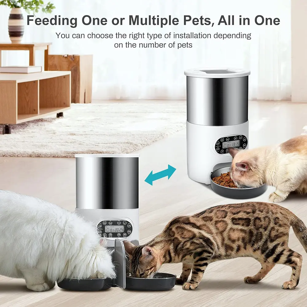 Automatic Pet Food Dispenser Double Bowls Wifi Smart Timing Cat Dog Feeder Electric Dry Pet Feeder Bowl