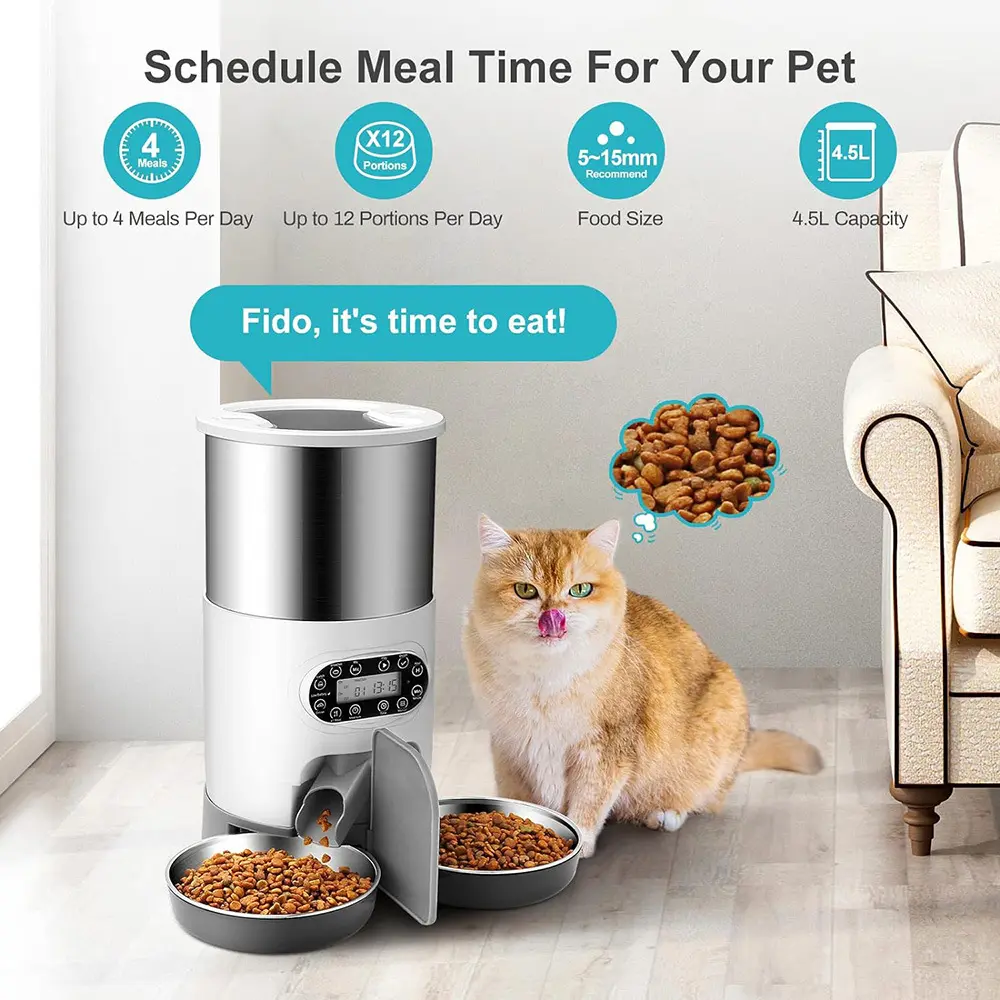 Automatic Pet Food Dispenser Double Bowls Wifi Smart Timing Cat Dog Feeder Electric Dry Pet Feeder Bowl