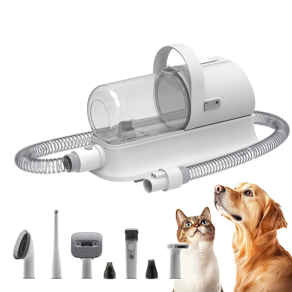 7 in 1 Pet Grooming Kit Includes Vacuum Cleaning Nail Grinder and Other ABS and PP Plastic Tools for Dogs and Cats