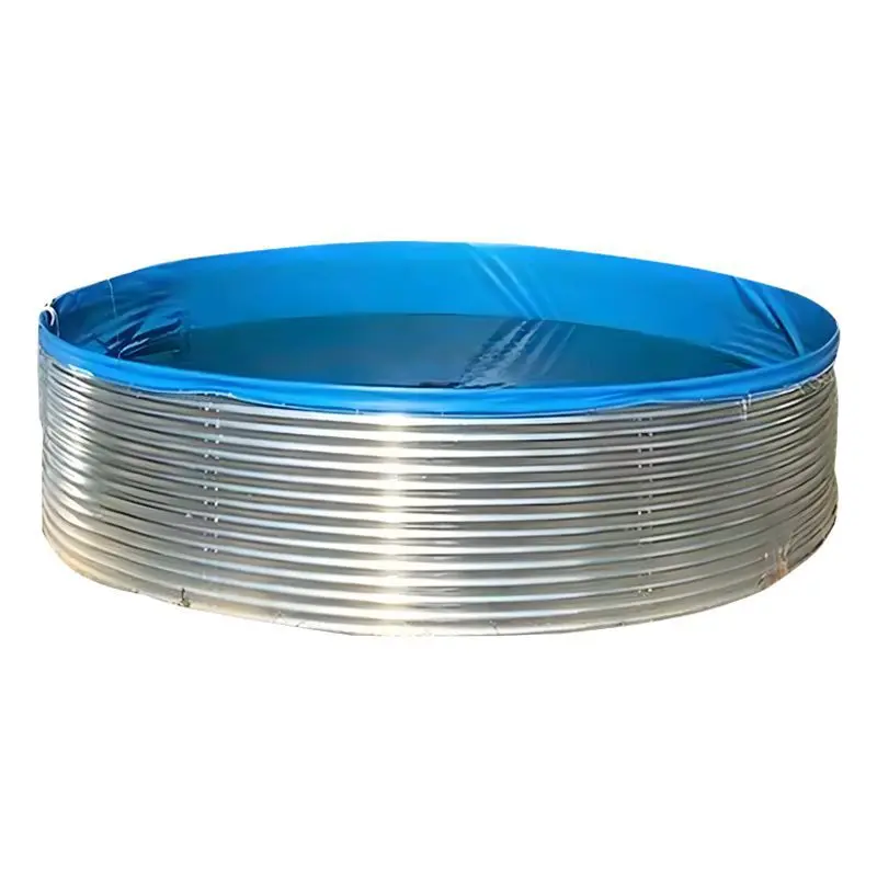 Large PVC Galvanized Sheet Circular Fish Tank, Dedicated Water tank for Aquaculture Farms, Silver Carp Fish tank for Aquaculture