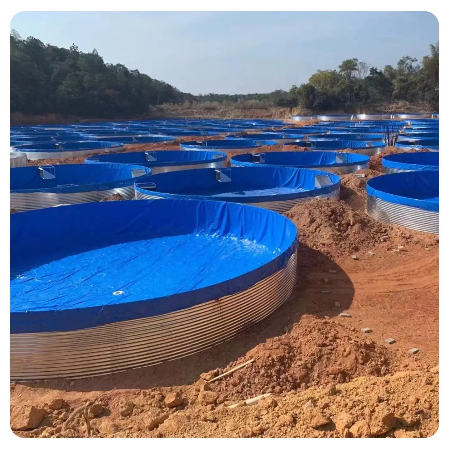 Large PVC Galvanized Sheet Circular Fish Tank, Dedicated Water tank for Aquaculture Farms, Silver Carp Fish tank for Aquaculture
