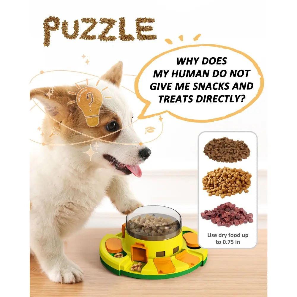 Interactive Puzzle Toy for Dogs Enrichment Pet Slow Feeder Dispenser for Dry Food and Treat Dispenser (All Breed Sizes)
