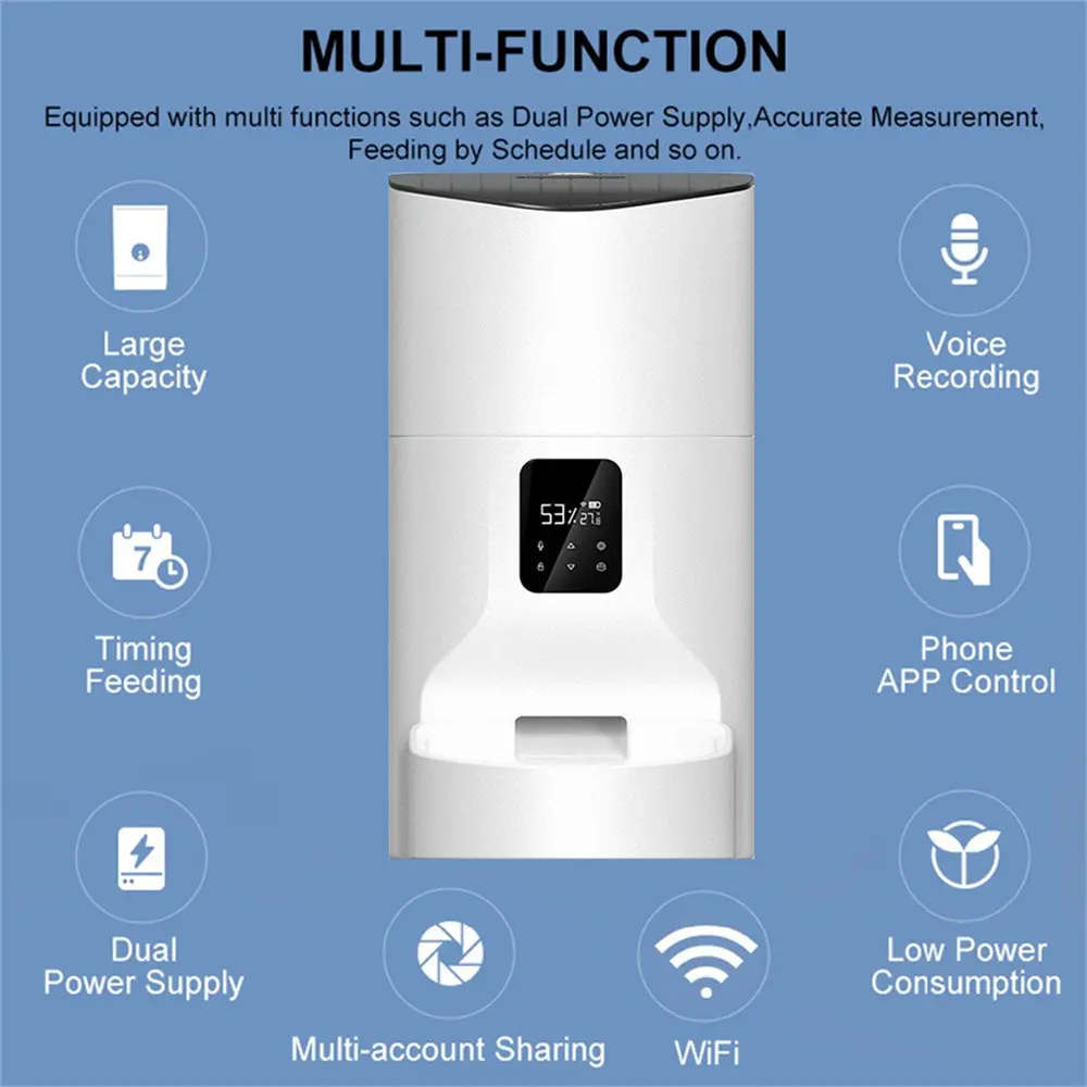 9L Smart Automatic Pet Feeder HD Camera for Cats Dogs Food Dispenser APP Control Timing Feeding Feeder Video/WiFi/Button Version