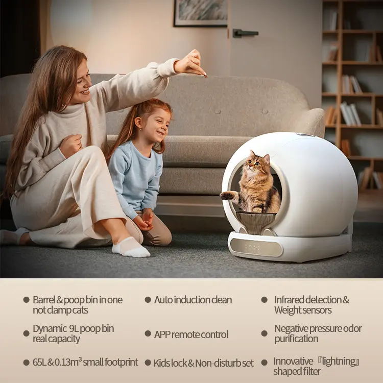 Large Space Enclosed Electronic Cat Litter Box Smart Automatic Cat Sandbox