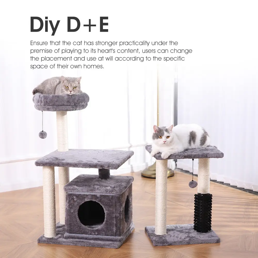 3 in 1 Design DIY Multiple Combination Sisal Scratching Tower Cat Tree