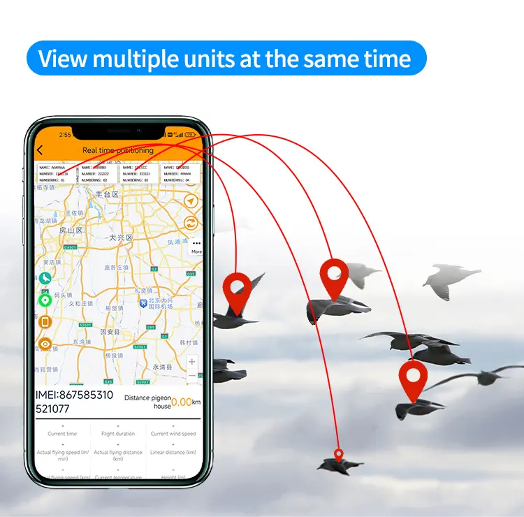 GPS Tracker Ring IP67 Waterproof 2G Network GSM GLONASS Mode for Birds and Pigeons