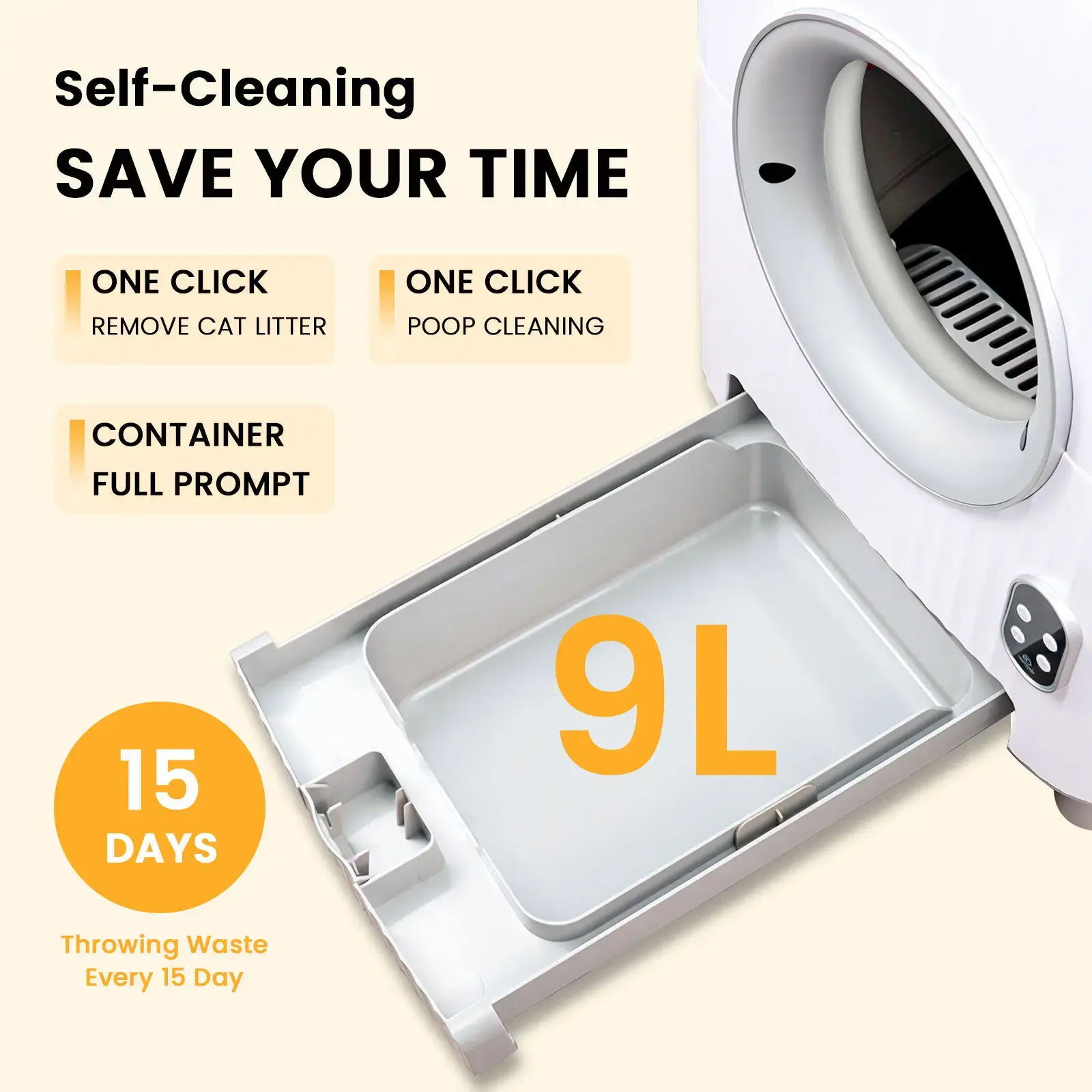 Fully automatic pet cat toilet 68L extra large anti-splash drawer-type electric cat litter box