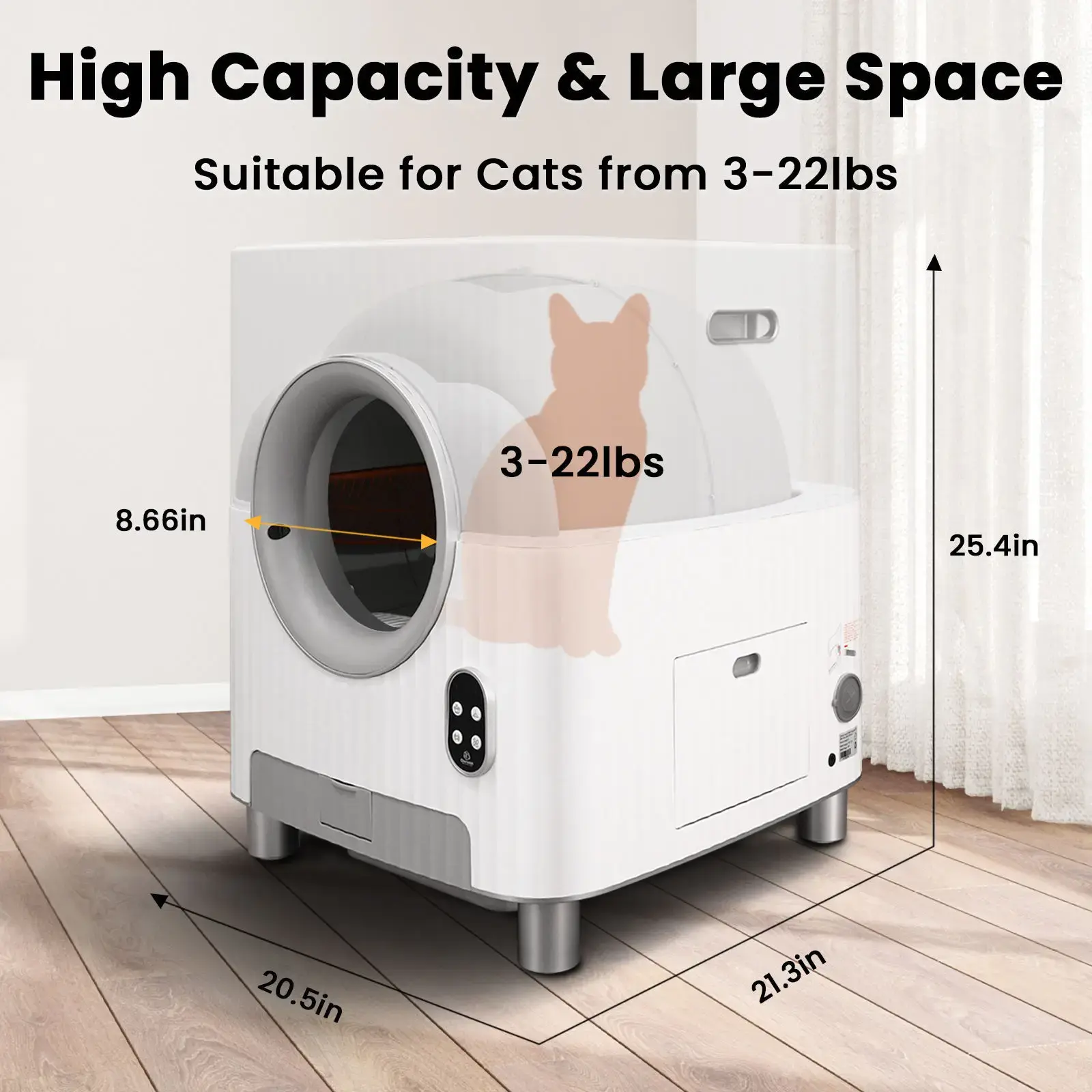 Fully automatic pet cat toilet 68L extra large anti-splash drawer-type electric cat litter box
