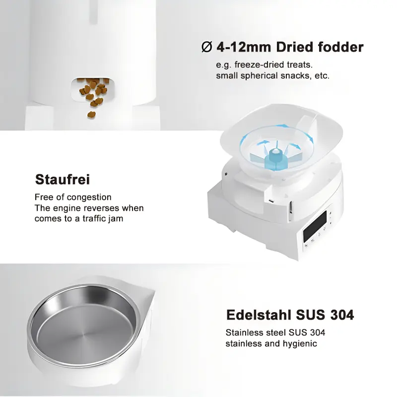 Smart Automatic Pet Food Dispenser Feeder New Design Electric Auto Timed Stainless Steel Bowls Puppy Dogs Cats High Battery