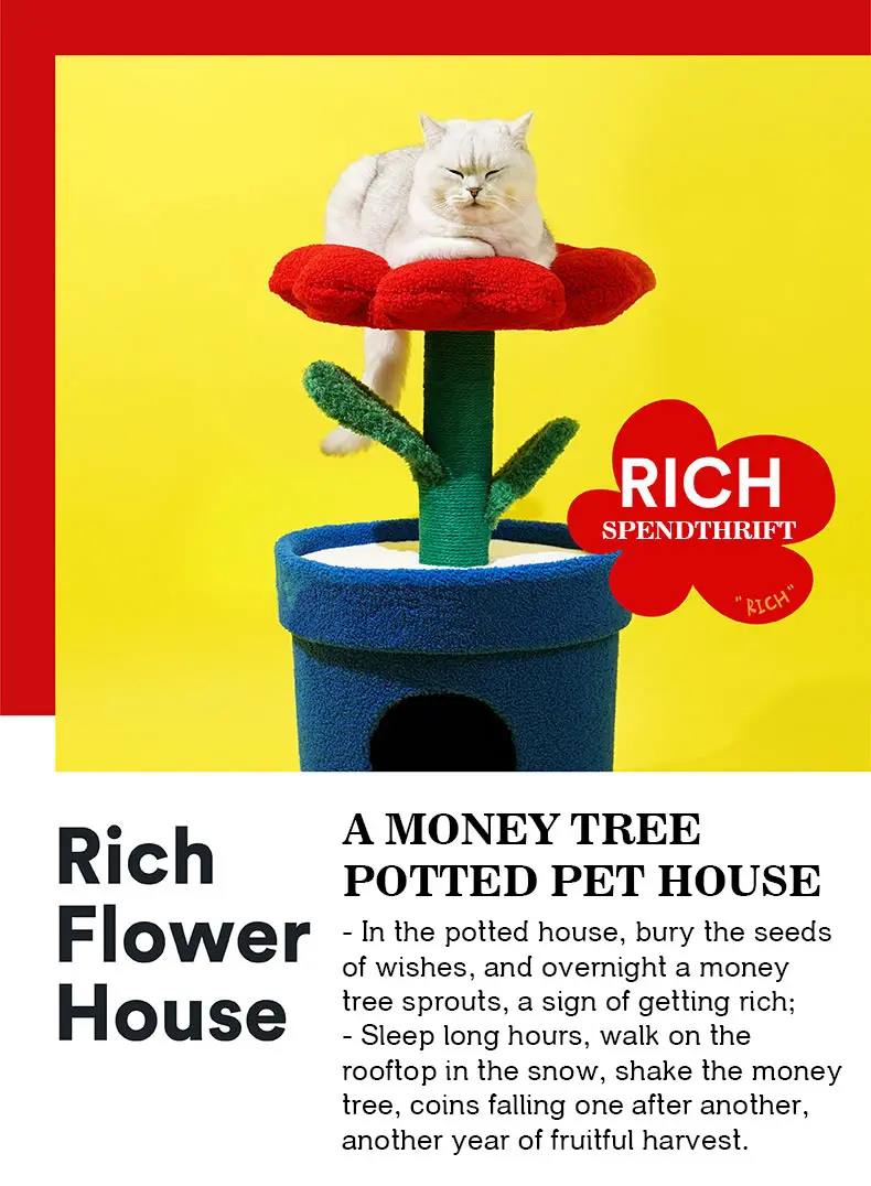 Rich flowers design festival decorations cat climbing frame cat nest Cat bed Tree does not drop debris wear-resistant toy