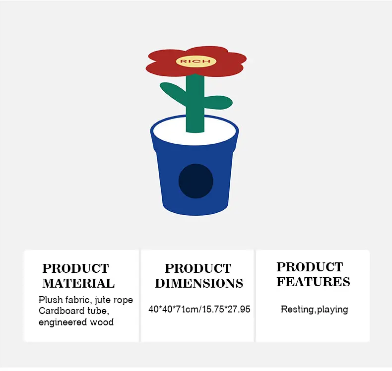 Rich flowers design festival decorations cat climbing frame cat nest Cat bed Tree does not drop debris wear-resistant toy