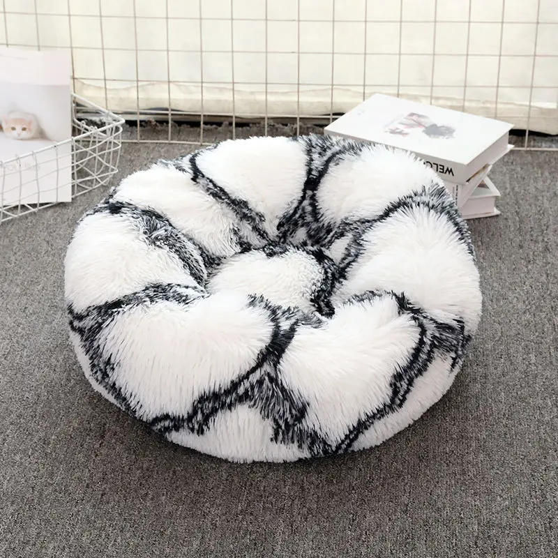 Wholesale Manufacturer Soft Plush Warm Dog Cat Donut Beds Tie-dye Color