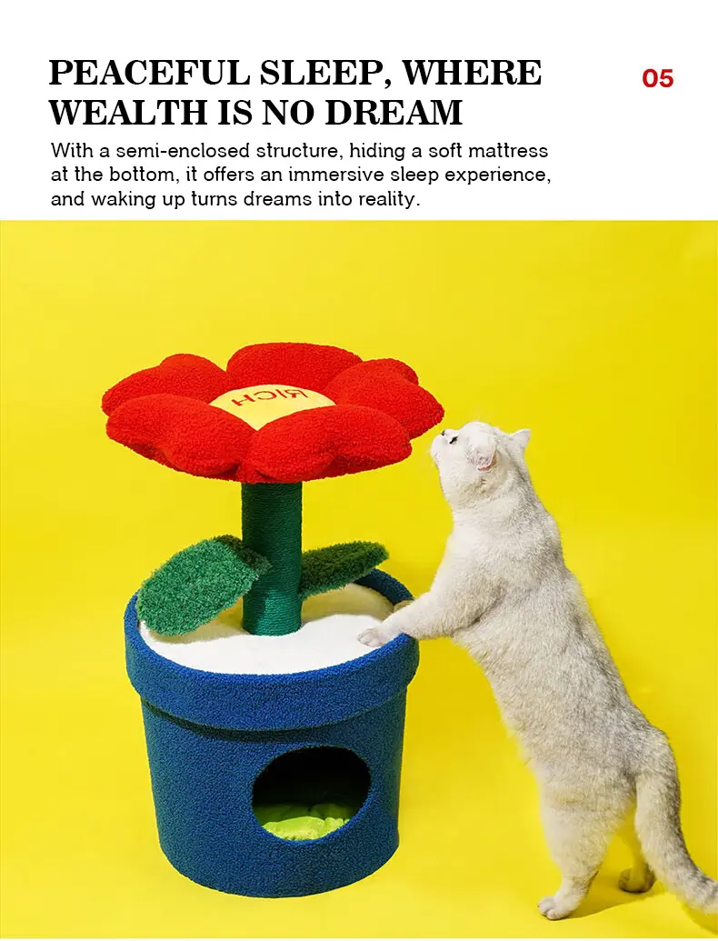 Rich flowers design festival decorations cat climbing frame cat nest Cat bed Tree does not drop debris wear-resistant toy
