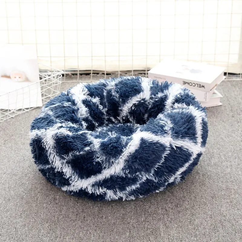 Wholesale Manufacturer Soft Plush Warm Dog Cat Donut Beds Tie-dye Color