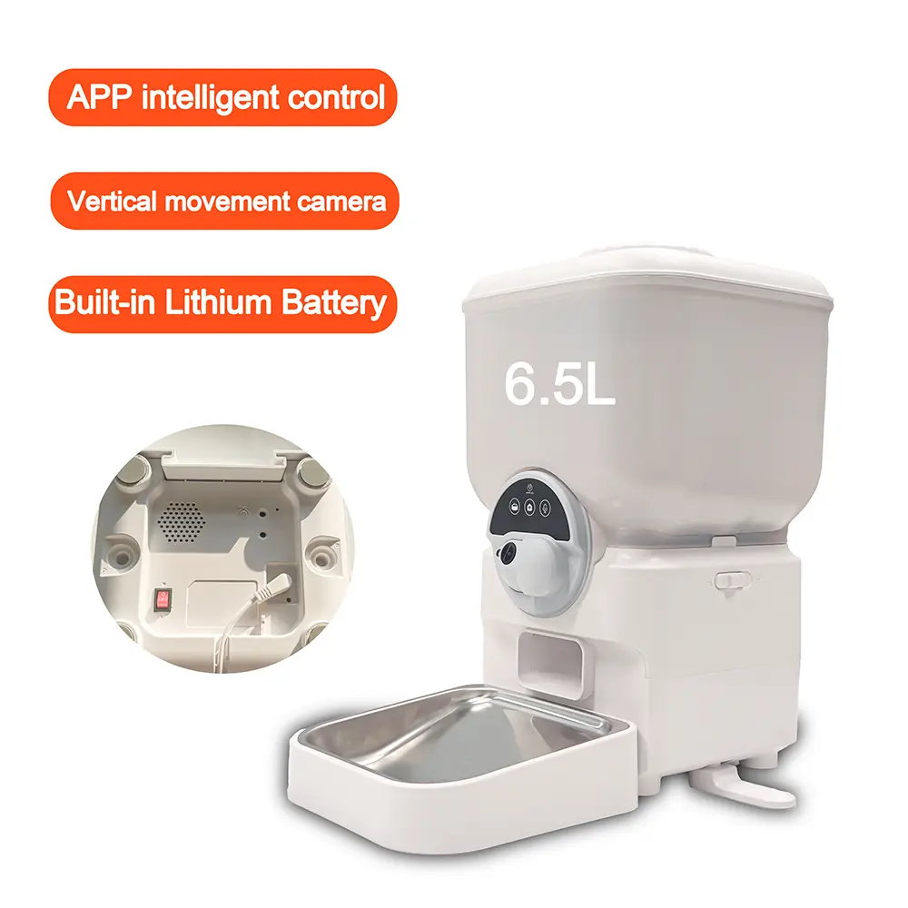 OEM 6.5L Wifi Smart Pet Feeder Camera App Control Long Battery Life Bowl Cat Dog Food Dispenser Automatic Pet Feeder with Camera