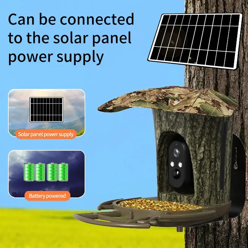 3MP Solar Garden Wildlife Waterproof Recorder PIR Detection WiFi 4G Smart Bird Feeder Camera
