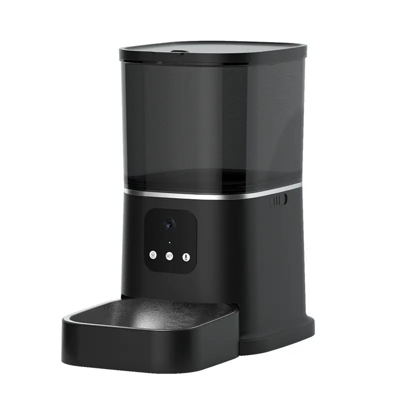 OEM Automatic Portable Food Dispenser for Dogs Cats Microchip Capacity Leak Proof Black Plastic Smart Pet Feeder Wifi Mobile