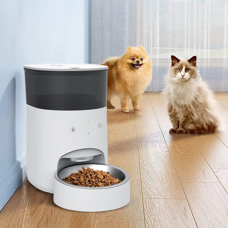 OEM Automatic Portable Food Dispenser for Dogs Cats Microchip Capacity Leak Proof Black Plastic Smart Pet Feeder Wifi Mobile