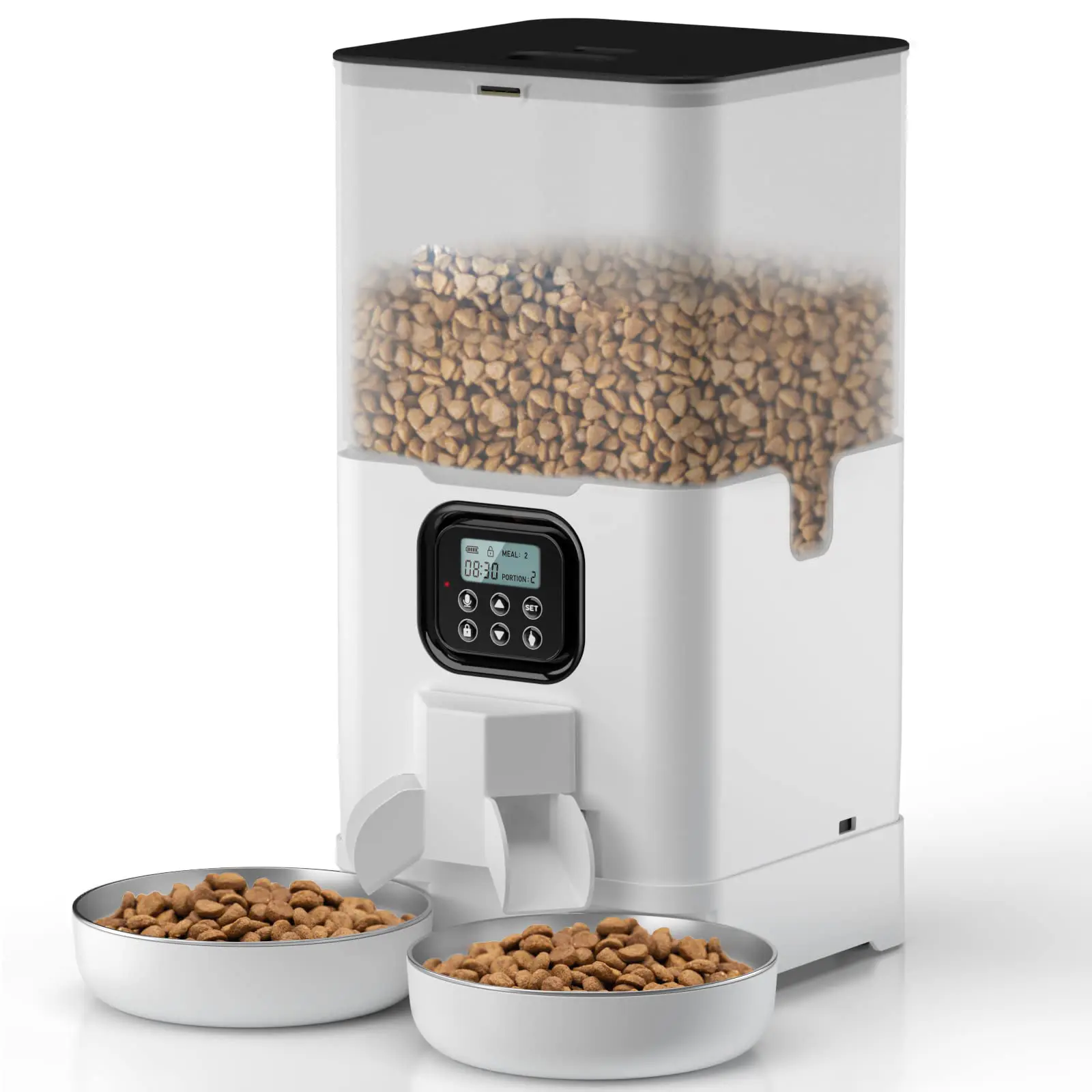 Hot Selling Automatic Cat Feeder Food Dispenser With Wifi App Control Two-Way Splitter  Double Bowls Food Feeder