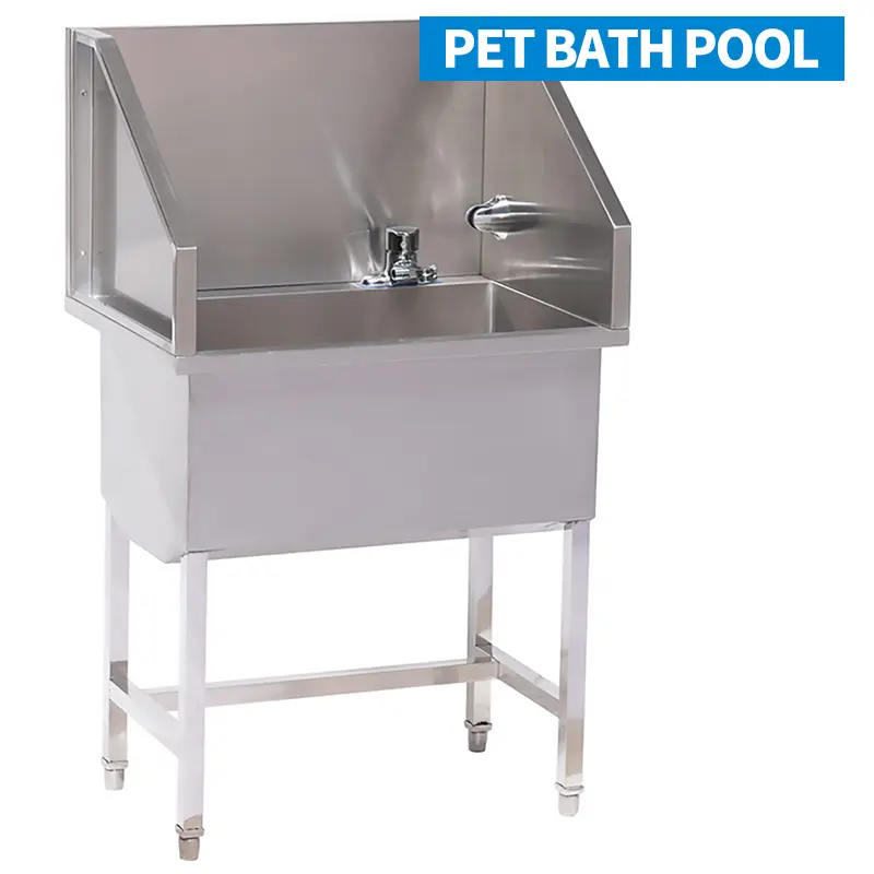 Pet Grooming Bath Tub Stainless Steel Stainless Steel Anti Slip Sliding Animals Washing Door Sink Stable Pet Cleaning