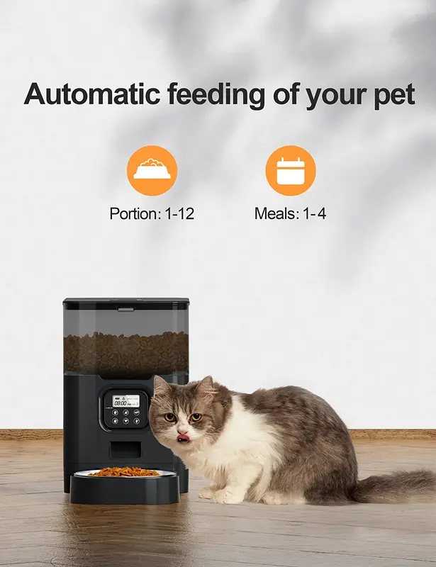 Hot Selling Automatic Cat Feeder Food Dispenser With Wifi App Control Two-Way Splitter  Double Bowls Food Feeder
