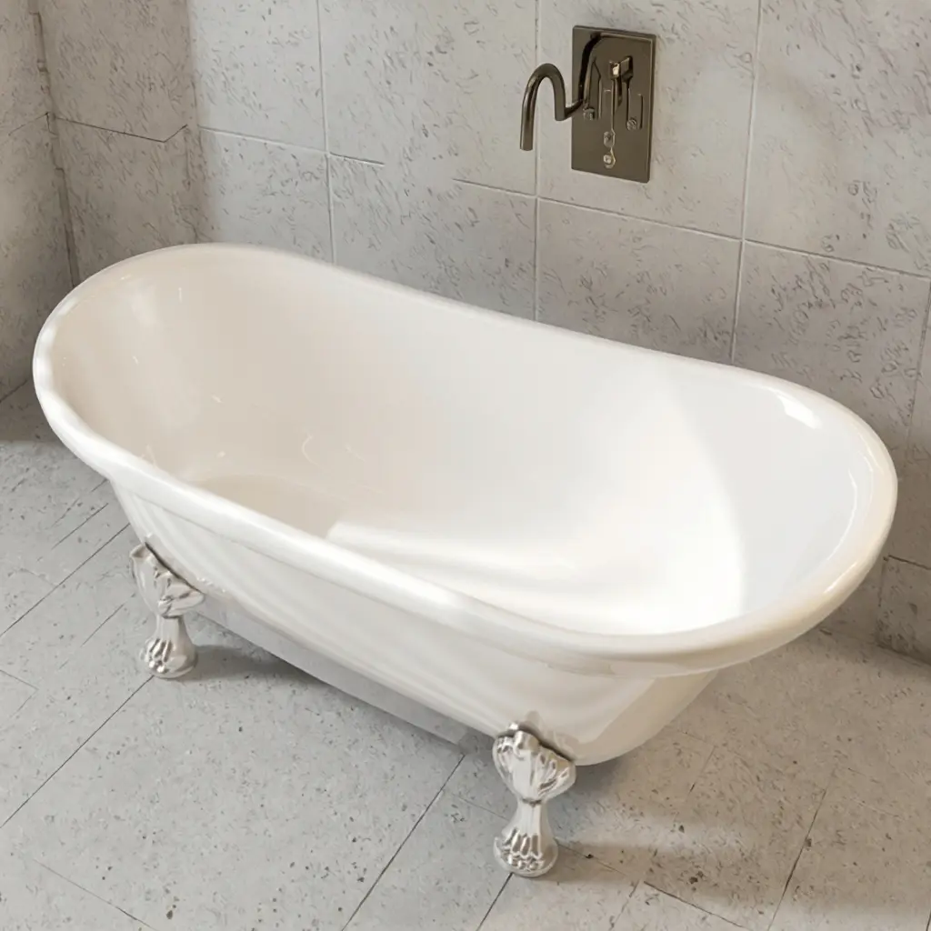 Professional Manufacturer's White Boat-Shaped Free Standing Bathtub Corner Bathtub with Clawfoot for Indoor Use