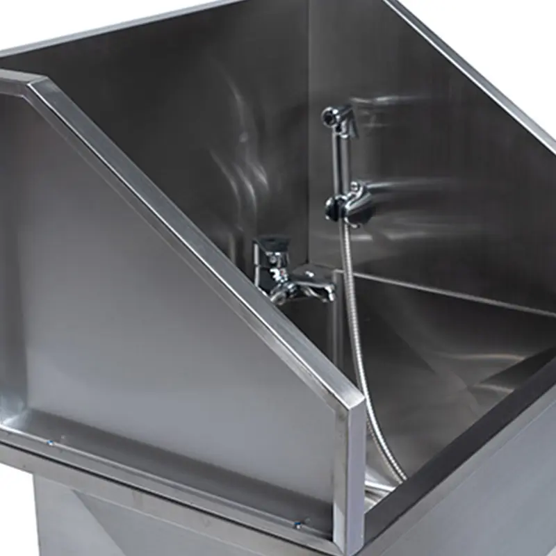 Pet Grooming Bath Tub Stainless Steel Stainless Steel Anti Slip Sliding Animals Washing Door Sink Stable Pet Cleaning