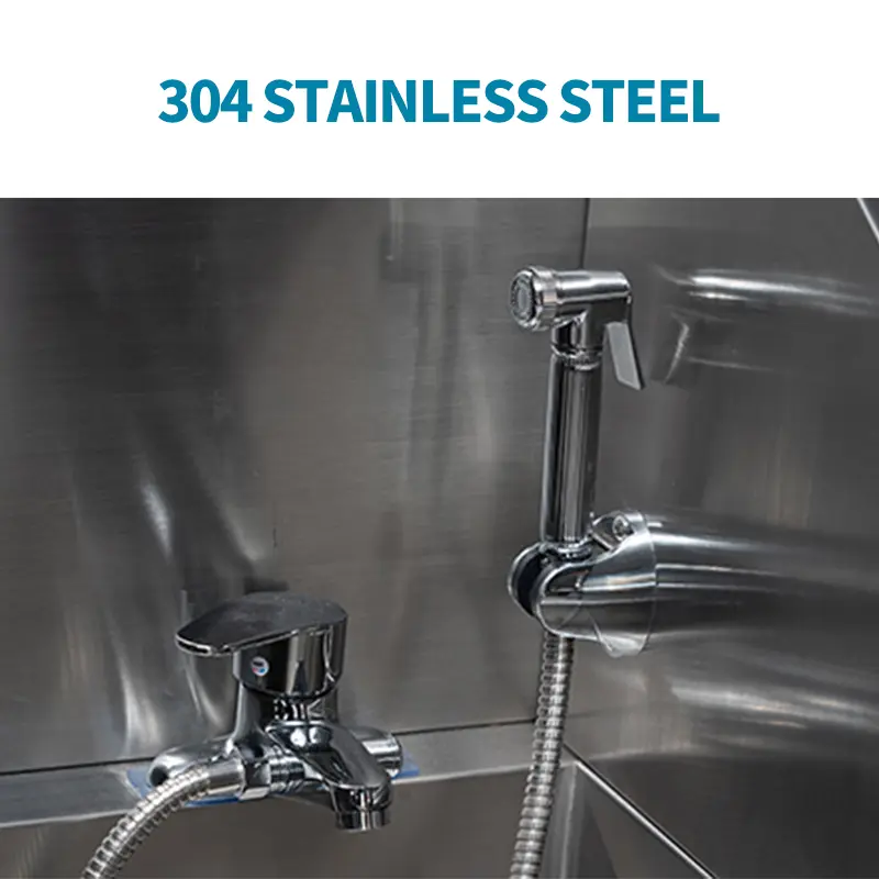Pet Grooming Bath Tub Stainless Steel Stainless Steel Anti Slip Sliding Animals Washing Door Sink Stable Pet Cleaning