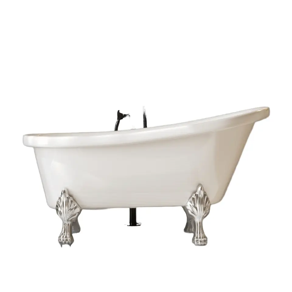 Professional Manufacturer's White Boat-Shaped Free Standing Bathtub Corner Bathtub with Clawfoot for Indoor Use