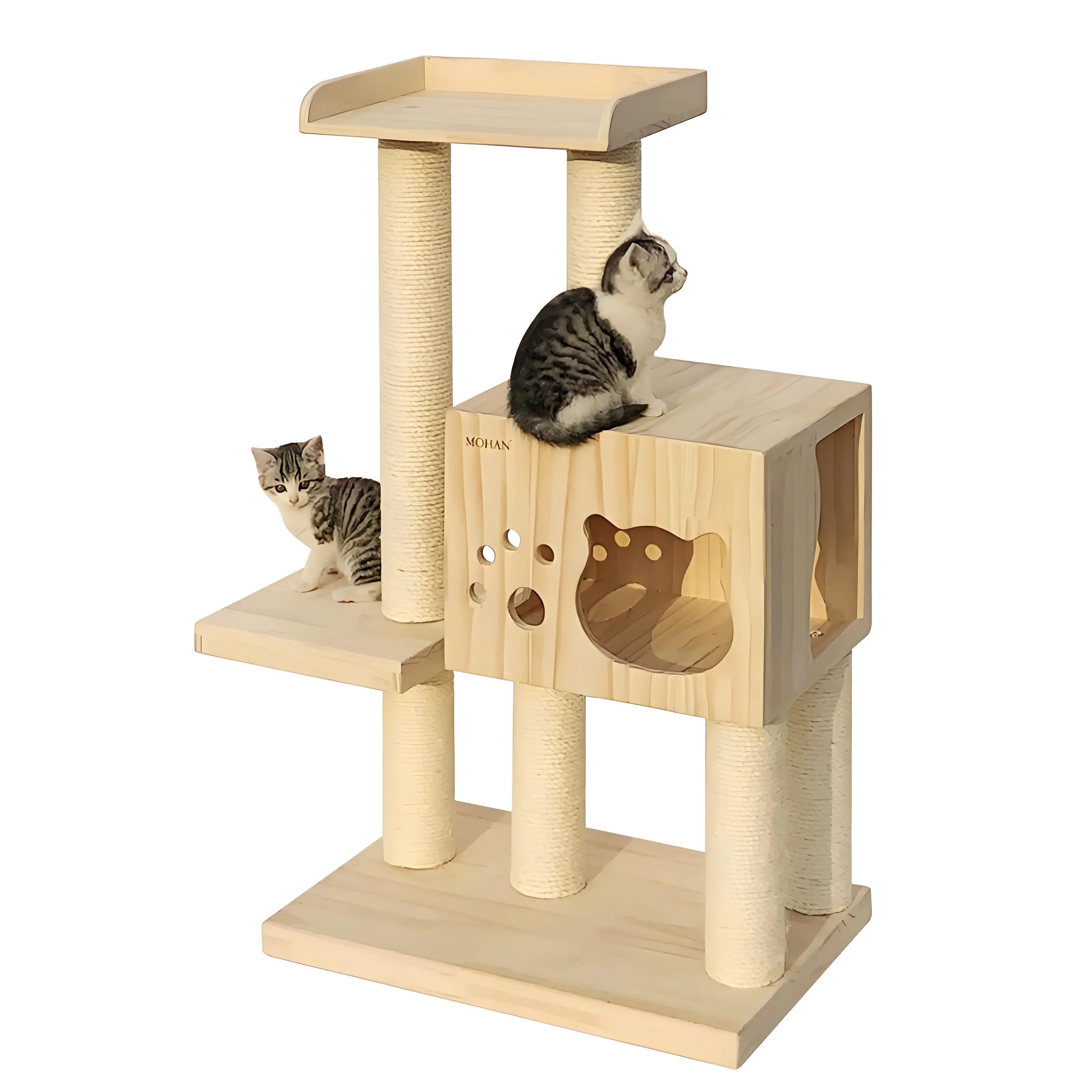 New In 2024 Removable Climbing Tree Natural Wood Cat Climbing Frame Wood Pet Furniture