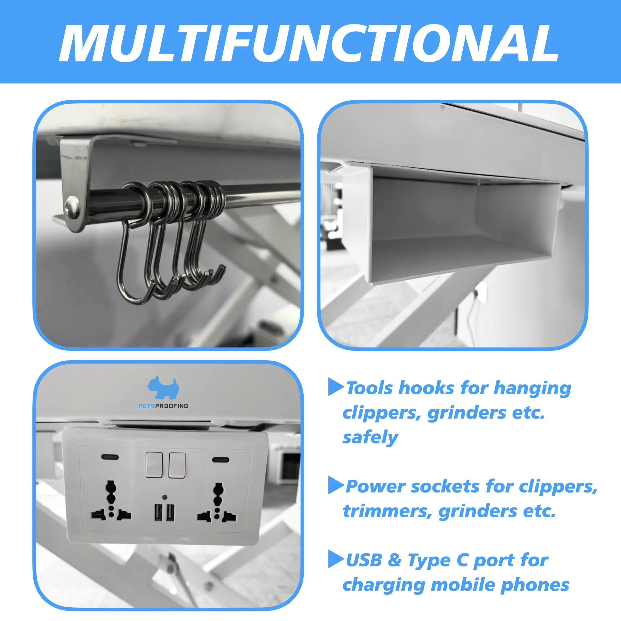 Petsproofing Stainless Steel Electric Lifting Folding Professional Grade Beauty Equipment Dog Show Pet Grooming Table