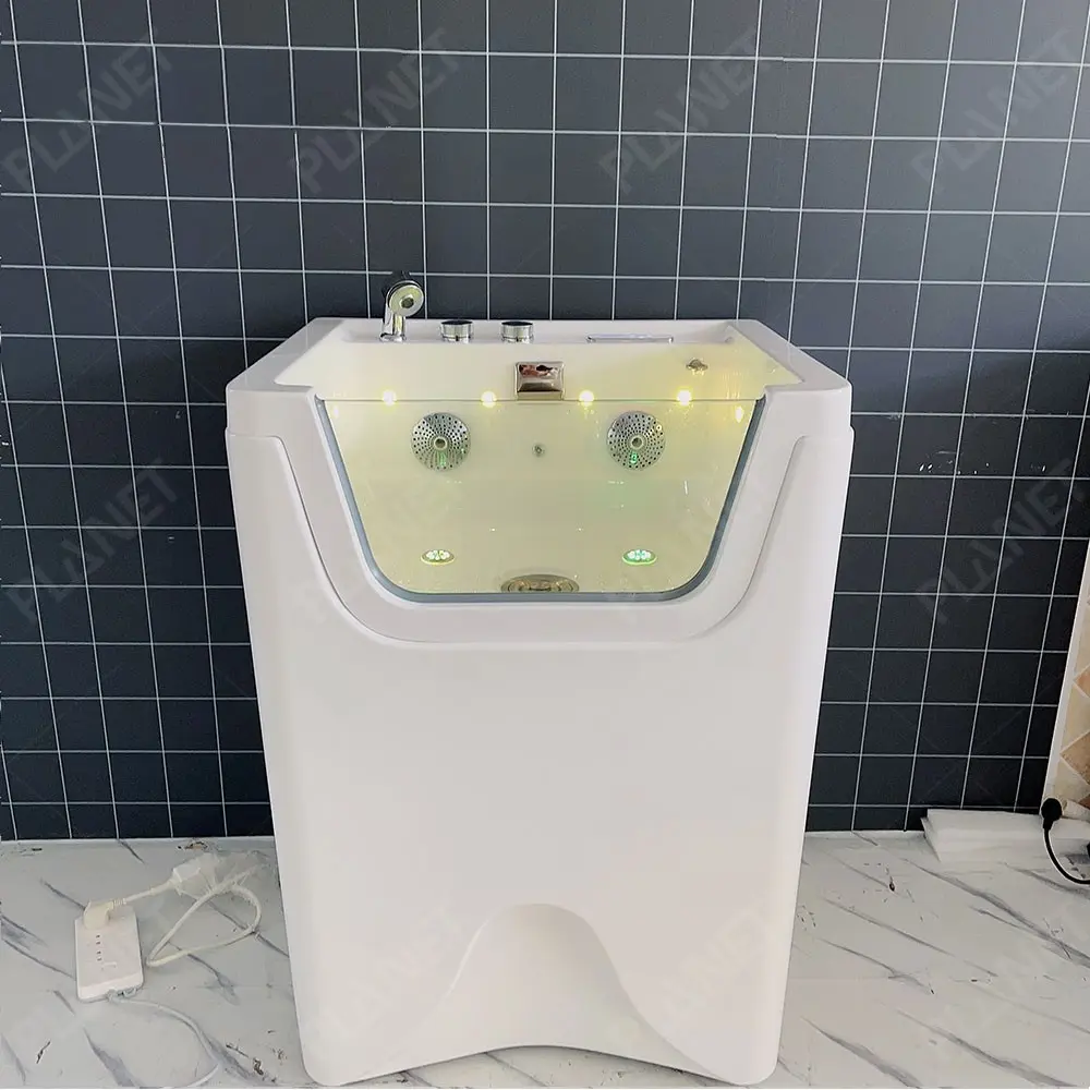 High Quality Custom Freestanding White Acrylic Pet Spa Massage Bathtub Cat Dog Bathing Tub