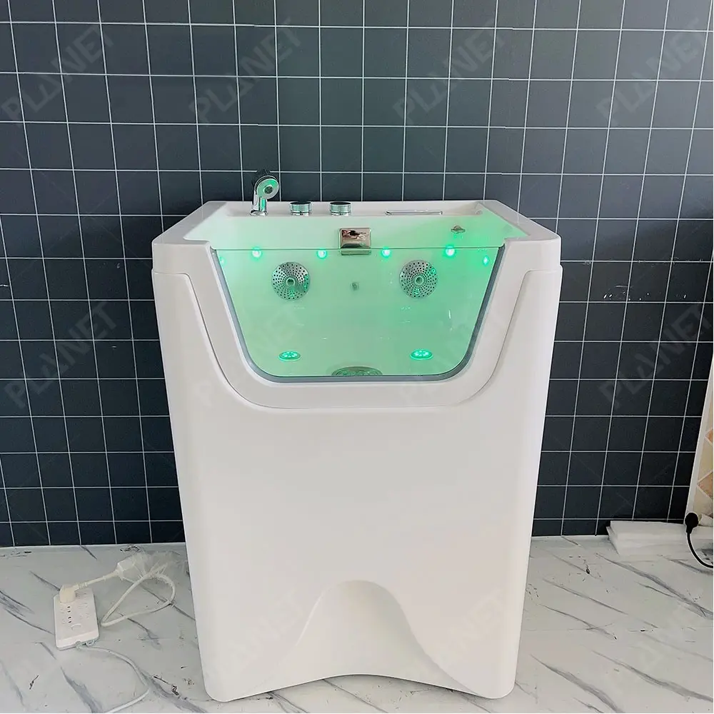 High Quality Custom Freestanding White Acrylic Pet Spa Massage Bathtub Cat Dog Bathing Tub