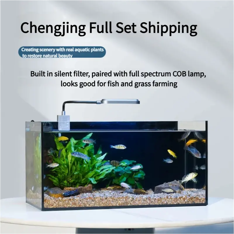 Ultra-white Glass Small and Medium-sized Living Room Fish tank Aquarium Desktop Decorative Fish tank Ecological Waterscape tank