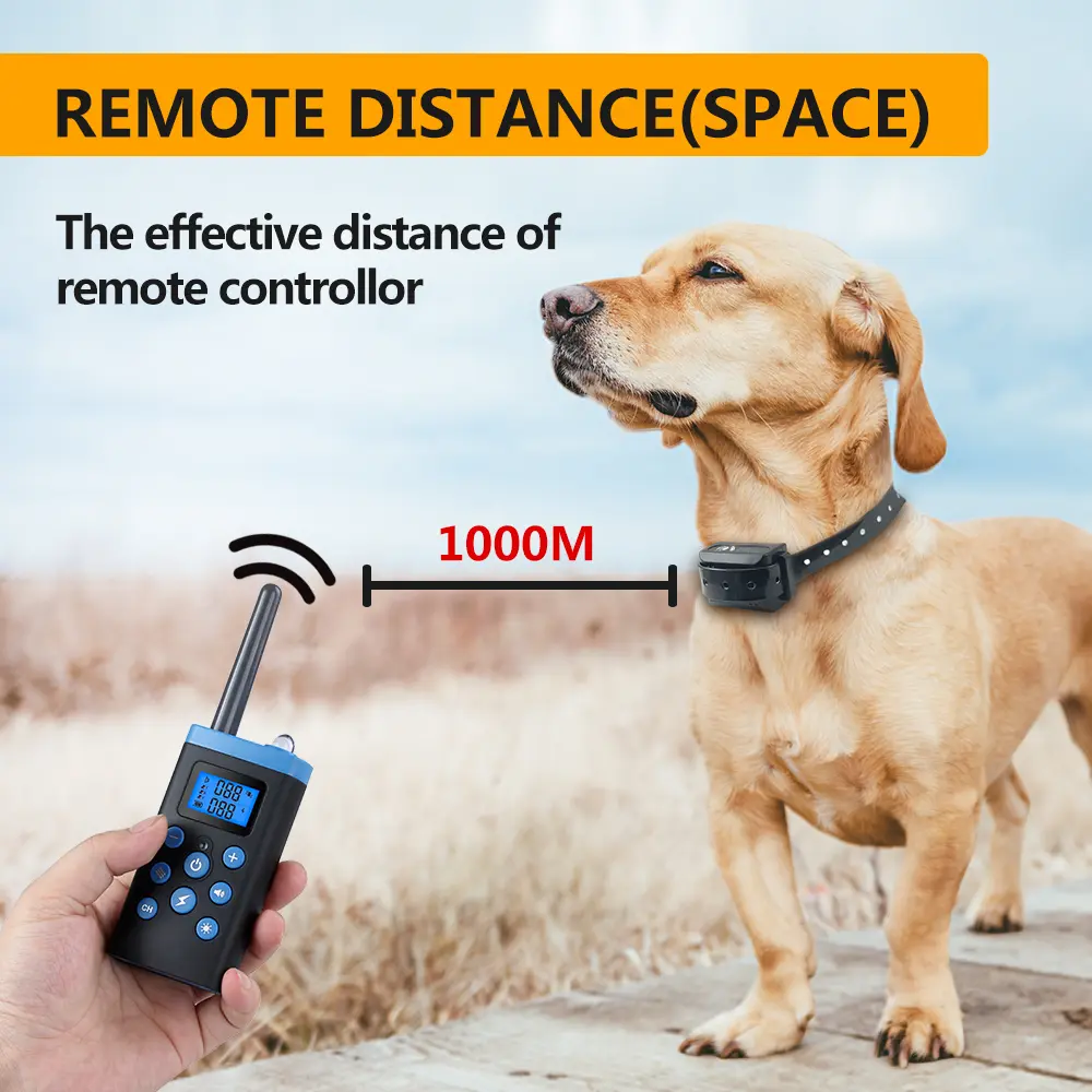 1000M Remote Control WaterProof Training Dog Collar With Deep Vibration Electric Shock Light for Pet Dogs Train Collar Products