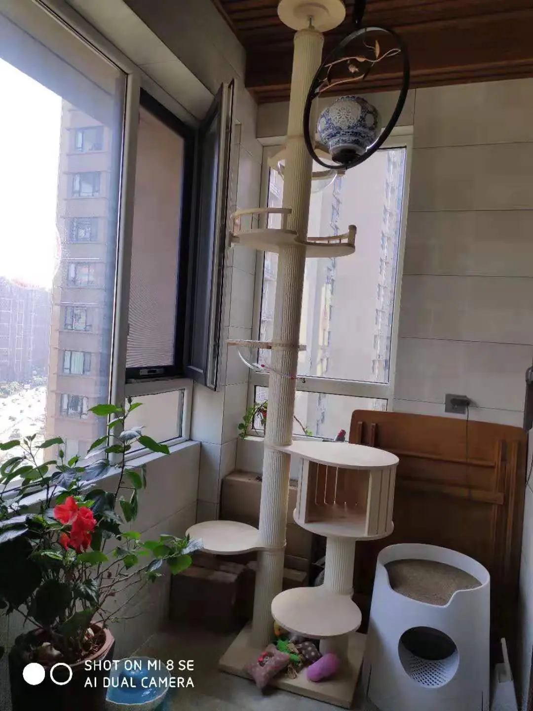Large  Wood Cat  Play Furniture Modern Cat Tree Climber Platform Lounger Bed Designer Tree