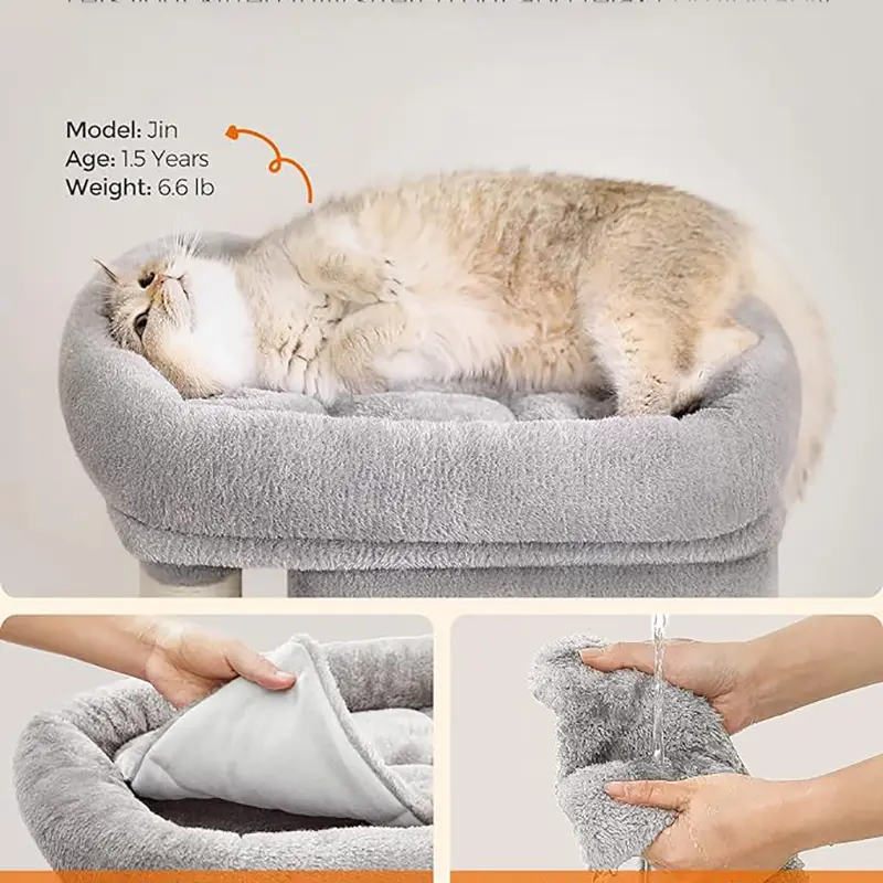 Removable and Portable cat Climbing Frame with Sharpening Post + Plush Ball Lightweight and Space Saving