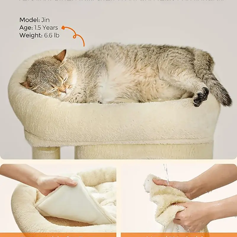 Removable and Portable cat Climbing Frame with Sharpening Post + Plush Ball Lightweight and Space Saving