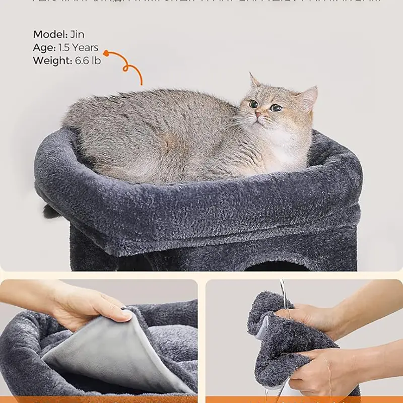 Removable and Portable cat Climbing Frame with Sharpening Post + Plush Ball Lightweight and Space Saving